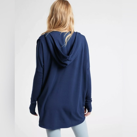 Athleta Sweater Womens Oversized Blue Purana Wrap Sweatshirt Hoodie - Picture 2 of 7